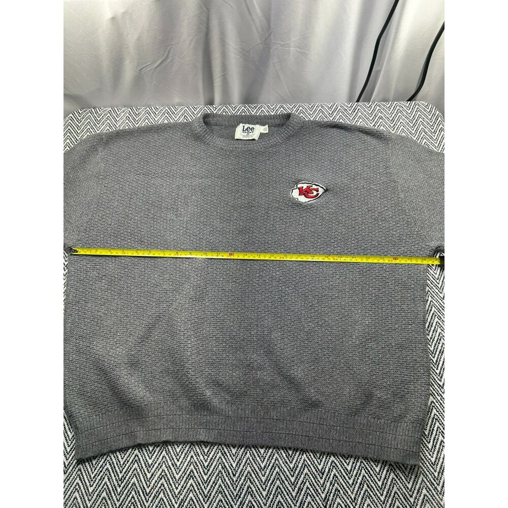 Kansas City Chiefs Lee Sport Knit Gray Sweater XL Men's NFL Team Logo Crewneck - Picture 4 of 5